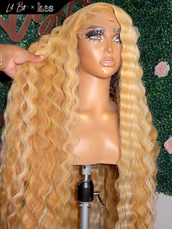 Kes x lilbit_collections 26 inch 5x5  Glueless human hair HD lace closure wigs 200% density loose wave wigs  27# and blonde color