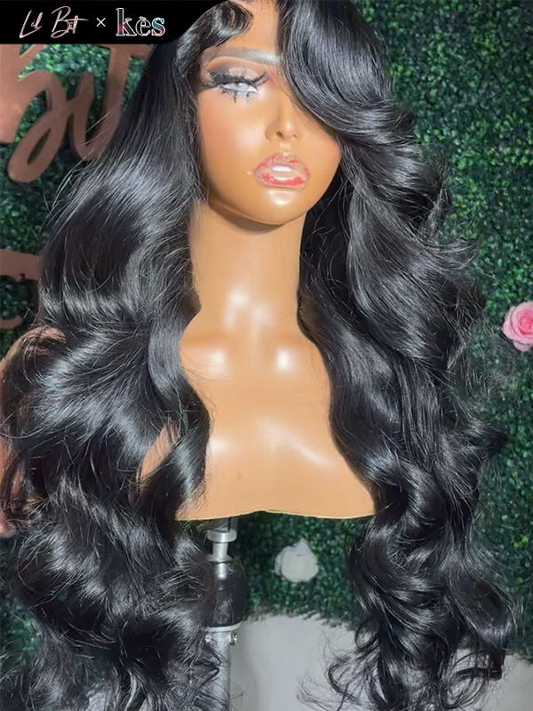 Kes x lilbit_collections 24 inch 5x5  Glueless human hair HD lace closure wigs 200% density body wave wigs natural color