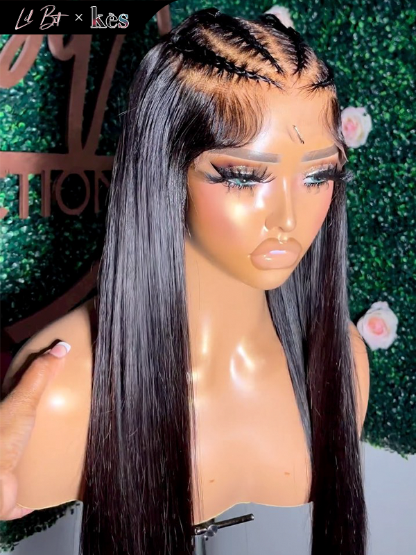 Kes x lilbit_collections 20 inch 5x5  Glueless human hair HD lace closure wigs 200% density straight wigs natural color