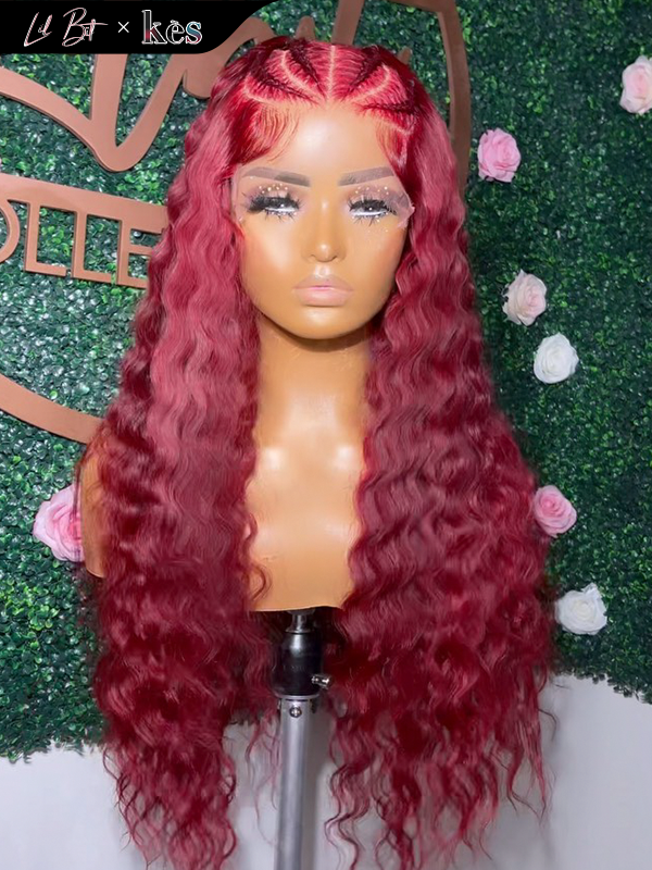 Kes x lilbit_collections 26 inch 5x5  Glueless human hair HD lace closure wigs 200% density loose wave wigs 99j color