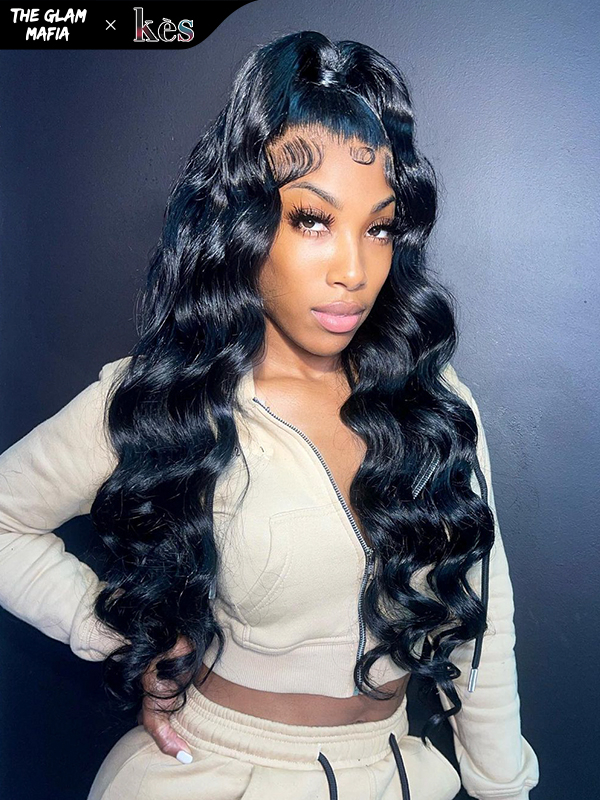 KES X glammedbytracey 24 inch 5x5 Glueless human hair HD lace closure wigs 200% density loose wave wigs natural color