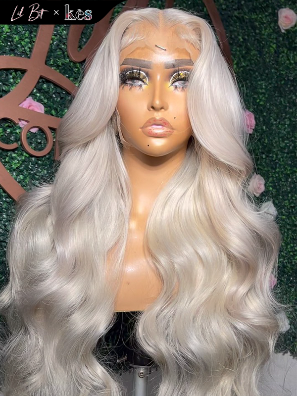 Kes x lilbit_collections 24 inch 5x5  Glueless human hair HD lace closure wigs 200% density body wave wigs silver color