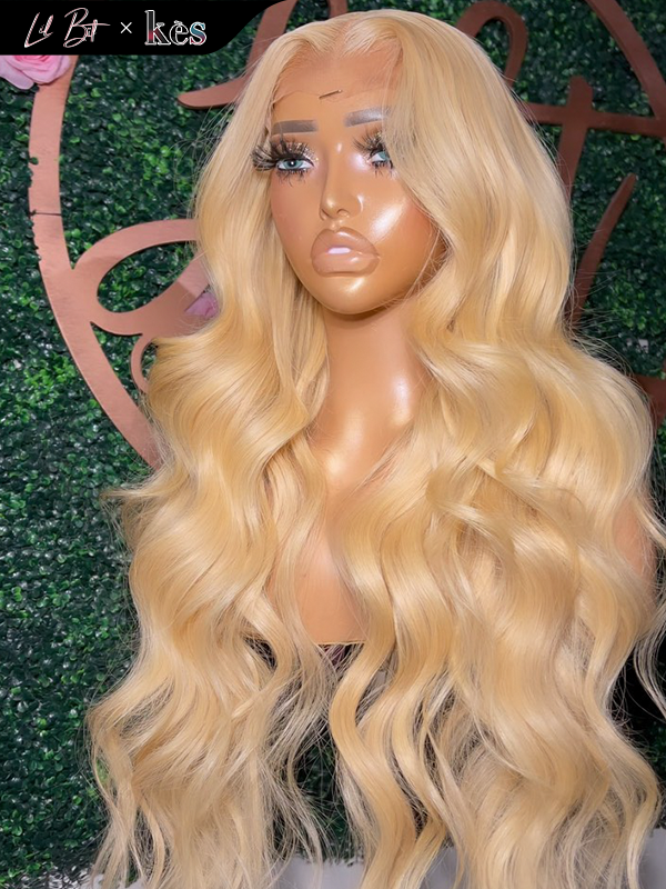 Kes x lilbit_collections 26 inch 5x5  Glueless human hair HD lace closure wigs 200% density body wave wigs blonde color