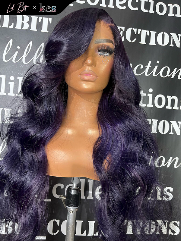 Kes x lilbit_collections 26 inch 5x5  Glueless human hair HD lace closure wigs 200% density body wave wigs purple color