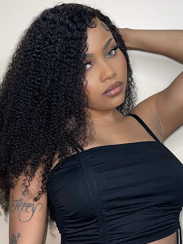 Keswigs 20 inch 13x4 human hair HD Lace front wigs 180 density curly wave lace frontal wigs