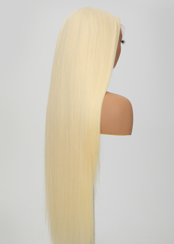 Keswigs Blonde 200 density straight virgin human hair 13x6 HD Lace front wigs