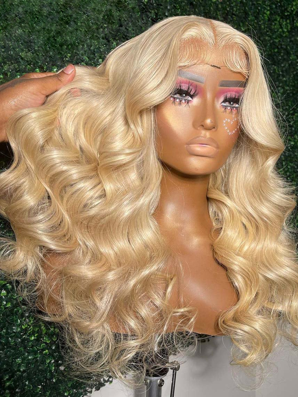 Keswigs Blonde 200 density body wave virgin human hair 13x4 HD Lace front wigs