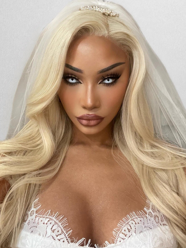 Keswigs 22 inch 13x4 human hair HD Lace front wigs 180 density body wave lace frontal wigs blonde color