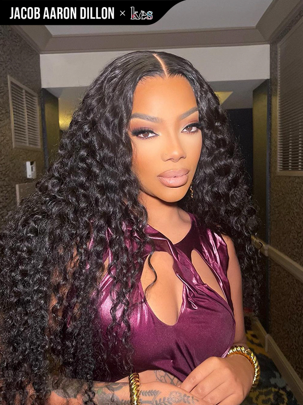 Kes x jacobaarondillon 28 inch 13x6 HD Lace front wigs virgin human hair 200 density lace frontal curly wave wigs natural color