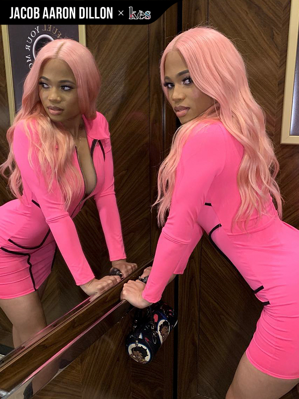 Kes x jacobaarondillon 24 inch 13x6 HD Lace front wigs virgin human hair 200 density lace frontal body wave wigs pink color