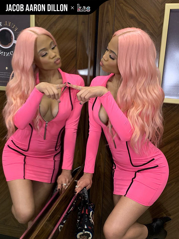 Kes x jacobaarondillon 24 inch 13x6 HD Lace front wigs virgin human hair 200 density lace frontal body wave wigs pink color