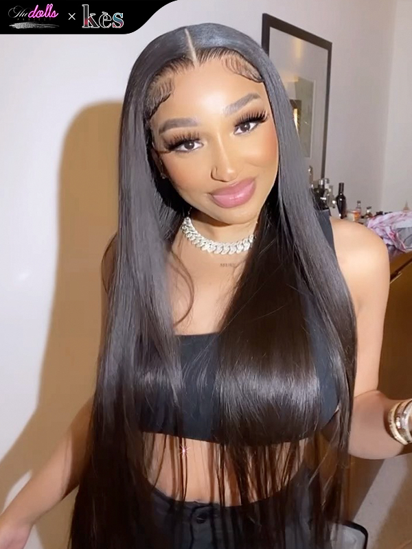 Kes x thedollsproject 26 inch 13x6 HD Lace front wigs virgin human hair 200 density lace frontal straight wigs natural color