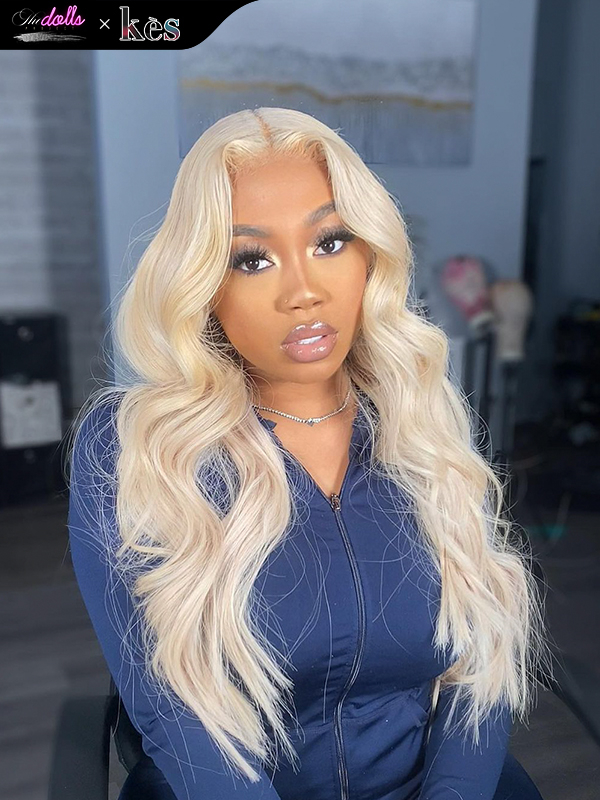 Kes x thedollsproject 24 inch 13x6 HD Lace front wigs virgin human hair 200 density lace frontal body wave wigs blonde color