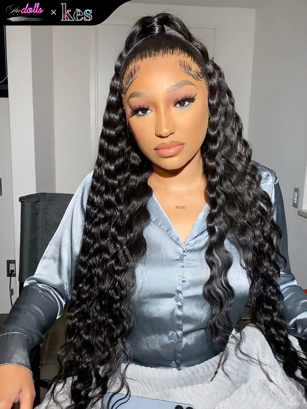 Kes x thedollsproject 30 inch 13x6 HD Lace front wigs virgin human hair 200 density lace frontal deep wave wigs natural color