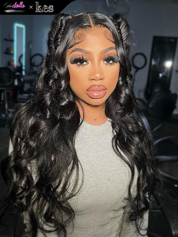 Kes x thedollsproject 28 inch 13x6 HD Lace front wigs virgin human hair 200 density lace frontal body wave wigs natural color