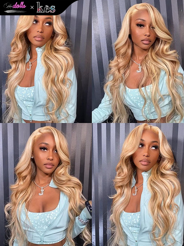 Kes x thedollsproject 26 inch 13x6 HD Lace front wigs virgin human hair 200 density lace frontal body wave wigs blonde color