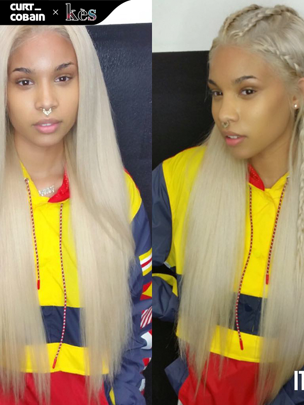 Kes x curt_cobain 22 inch 13x6 HD lace front wigs virgin human hair 200 density lace frontal straight wigs blonde color