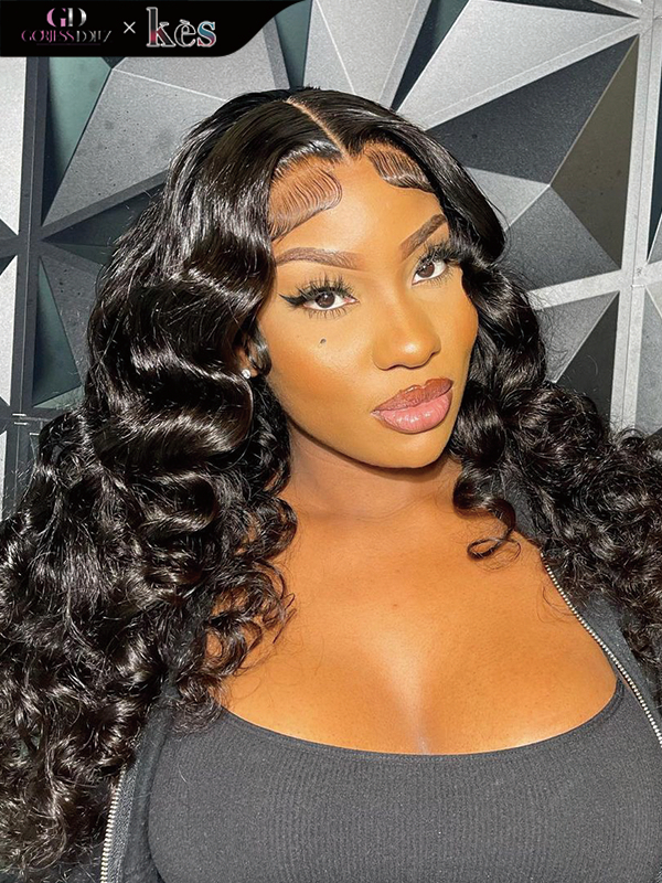 Kes x gorjessdollz 22 inch 13x6 HD Lace front wigs virgin human hair 200 density lace frontal loose wave wigs natural color