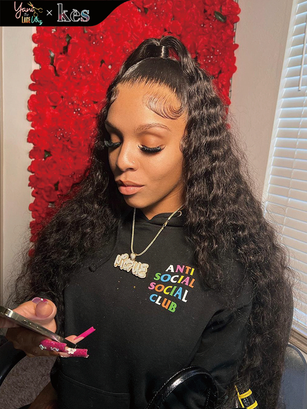 Kes x yanithelacewiz 28 inch 13x6 HD Lace front wigs virgin human hair 200 density lace frontal deep wave wigs natural color