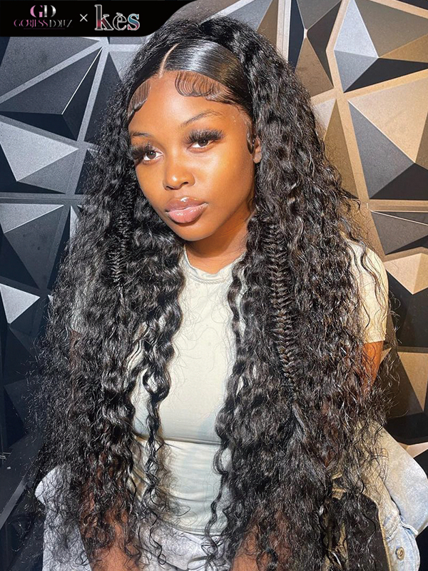 Kes x gorjessdollz 26 inch 13x6 HD Lace front wigs virgin human hair 200 density lace frontal curly wave wigs natural color