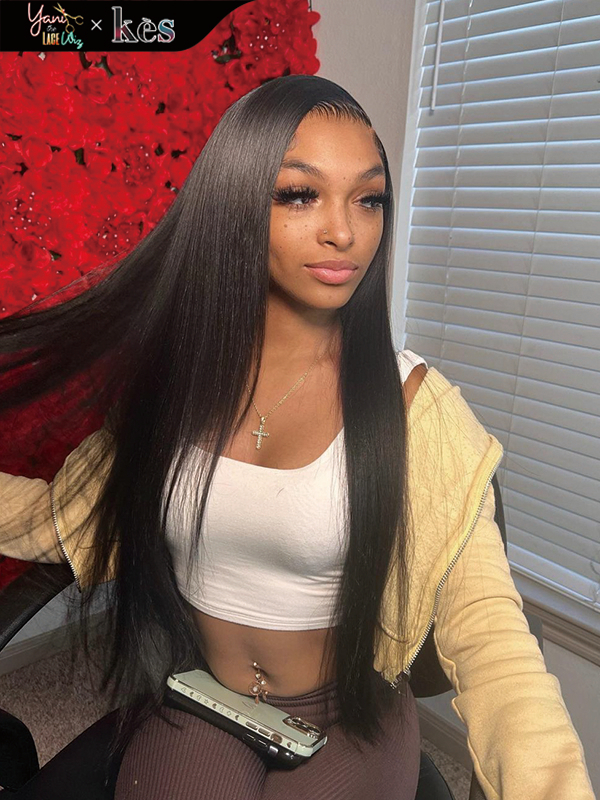 Kes x yanithelacewiz 28 inch 5x5 Glueless human hair HD lace closure wigs 200% density straight wigs natural color