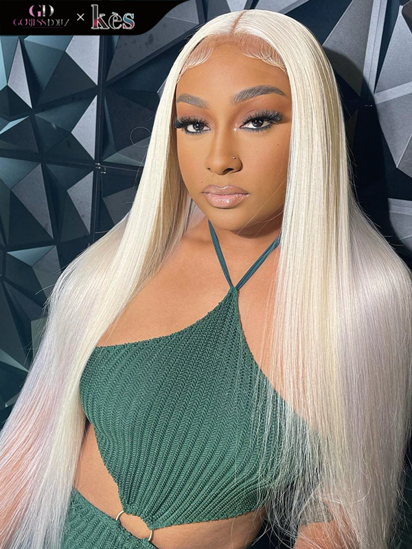 Kes x gorjessdollz 26 inch 13x6 HD Lace front wigs virgin human hair 200 density lace frontal straight wigs blonde color