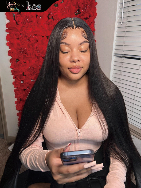 Kes x yanithelacewiz 30 inch 13x6 HD Lace front wigs virgin human hair 200 density lace frontal straight wigs natural color