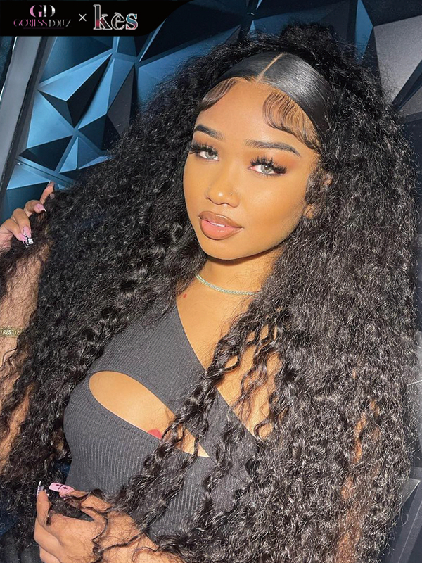 Kes x gorjessdollz 28 inch 13x6 HD Lace front wigs virgin human hair 200 density lace frontal curly wave wigs natural color