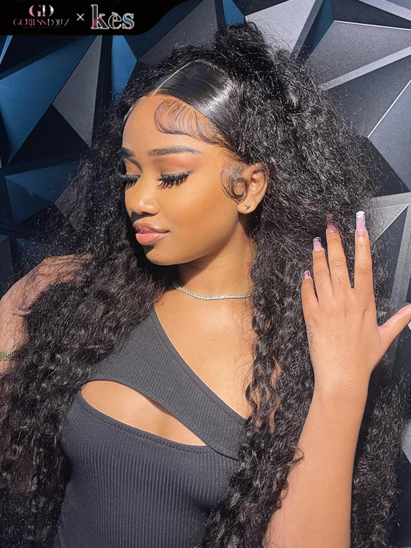 Kes x gorjessdollz 28 inch 13x6 HD Lace front wigs virgin human hair 200 density lace frontal curly wave wigs natural color