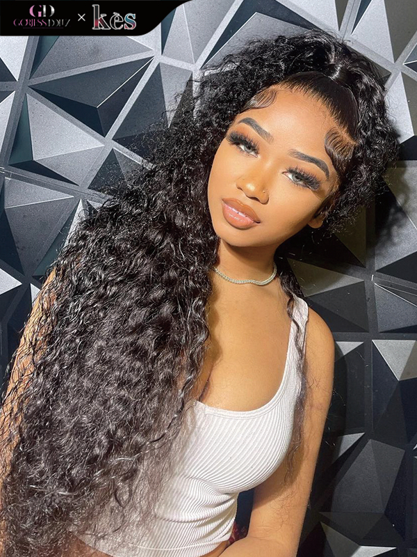 Kes x gorjessdollz 30 inch 13x6 HD Lace front wigs virgin human hair 200 density lace frontal deep wave wigs natural color