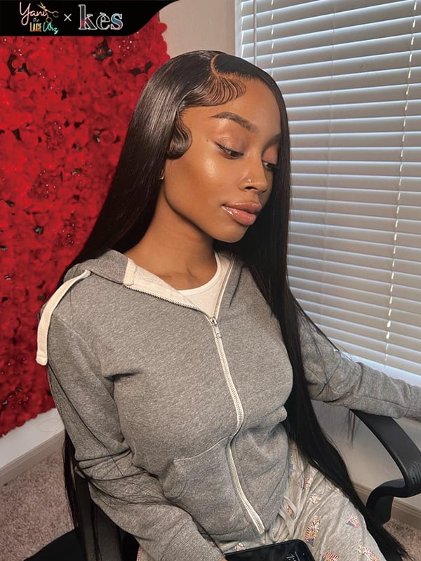 Kes x yanithelacewiz 30 inch 5x5 Glueless human hair HD lace closure wigs 200% density straight wigs natural color